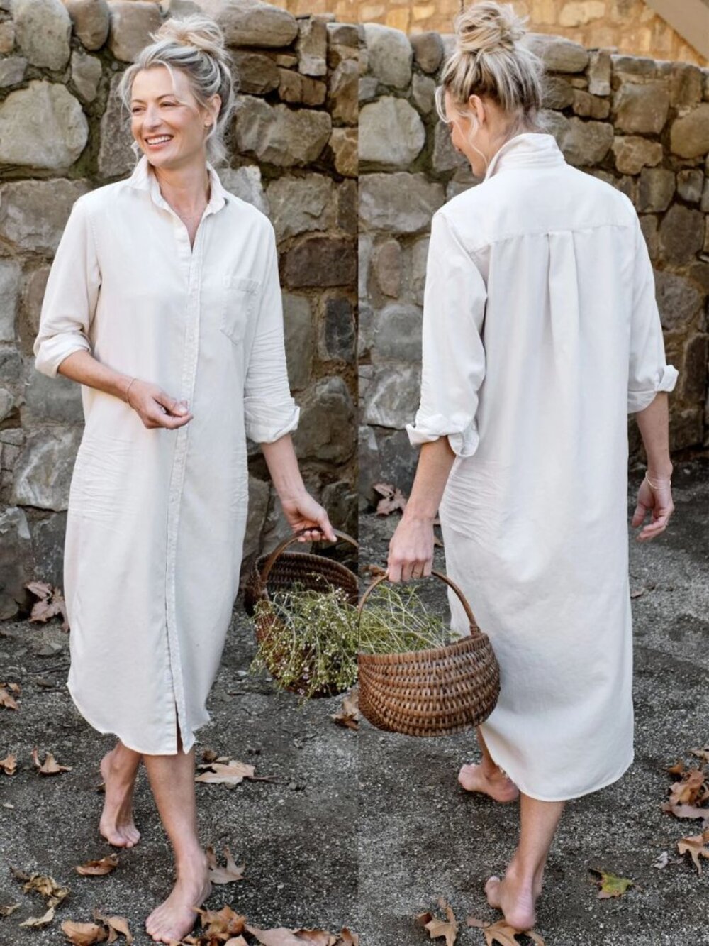 Frank & Eileen Rory Dress Vintage White Famous Denim Cream Maxi Shirt Size S